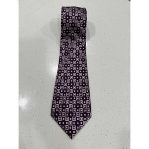 Bertioni Italy Men's Purple Geometric Pattern Silk Tie